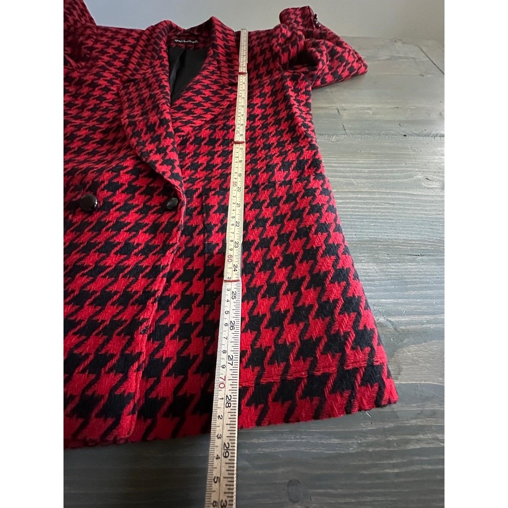 Vintage Giorgio Sant Angelo Wool Red Black Houndstooth Blazer Womens Size 8 - Picture 7 of 11